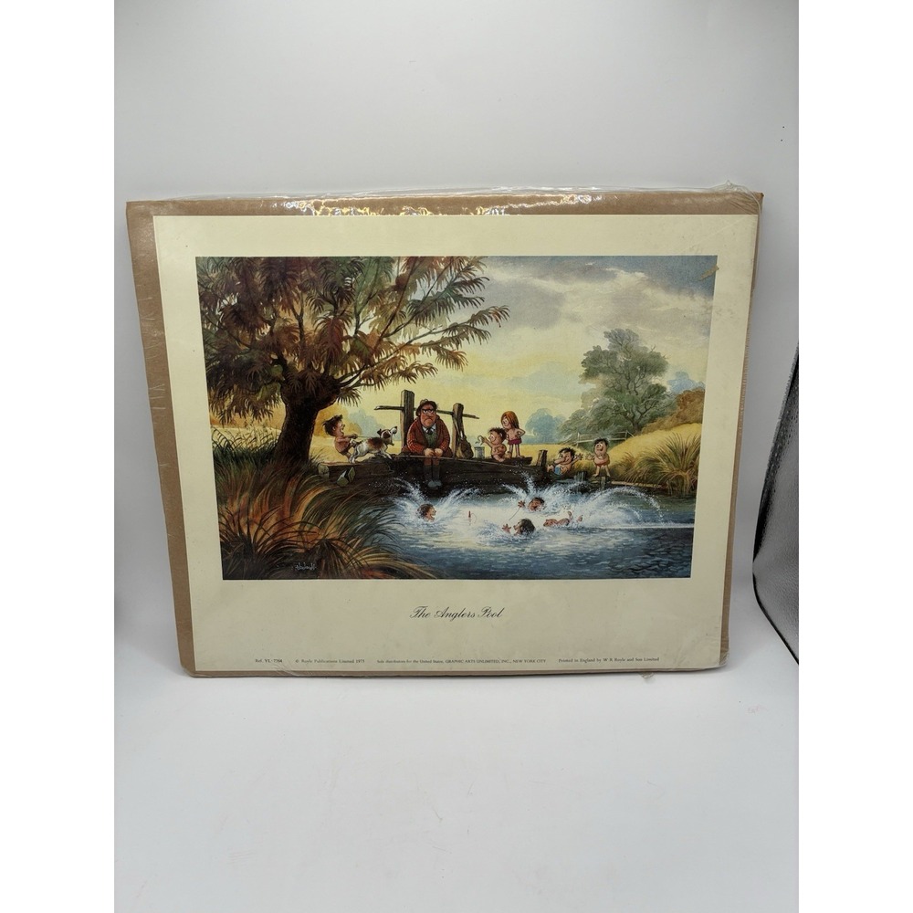 Norman Thelwell Cartoon Print "The Anglers Pool" Fishing 14" x 11.5"